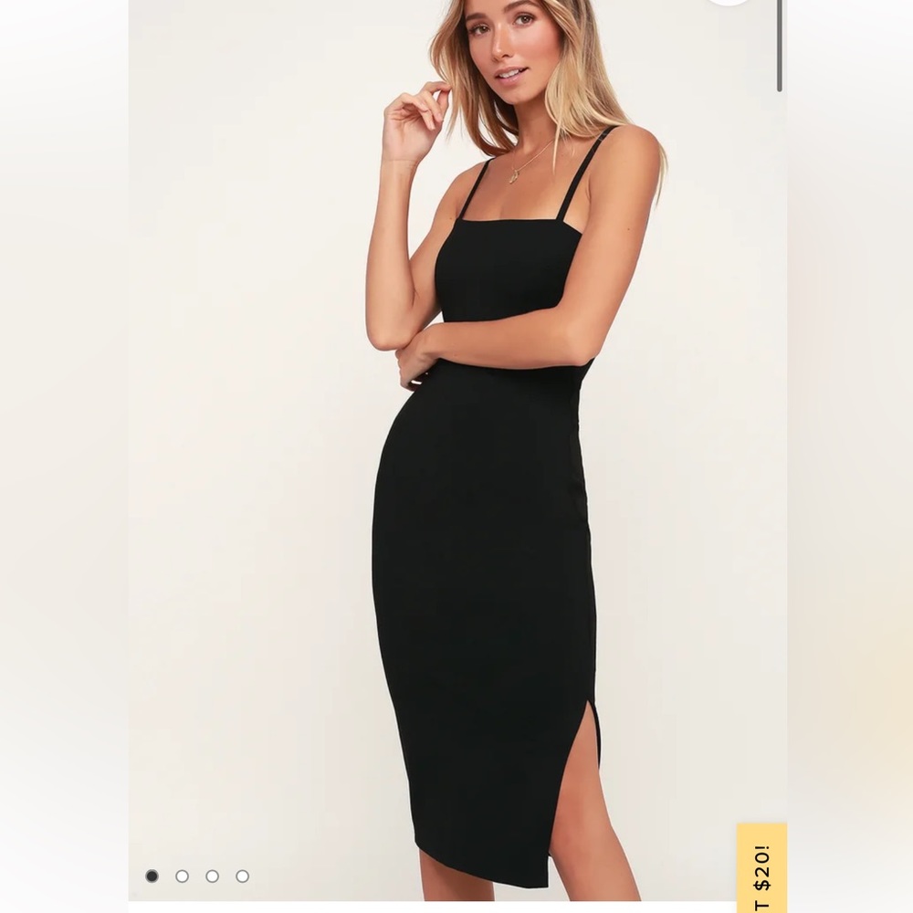 Lulus “paulina” black bodycon midi dress size medium